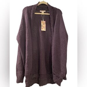 Poppy & Whimsy Women’s Cardigan Sweater 2XL Dark Purple/Plum Long Sleeve